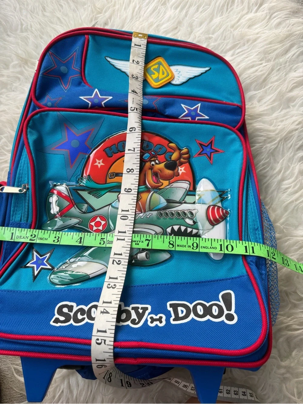 Kids Blue Trolley Backpack  2YK with Plane Graphic